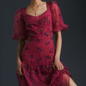 Anthropologie Let Me Be Embroidered Maxi Dress